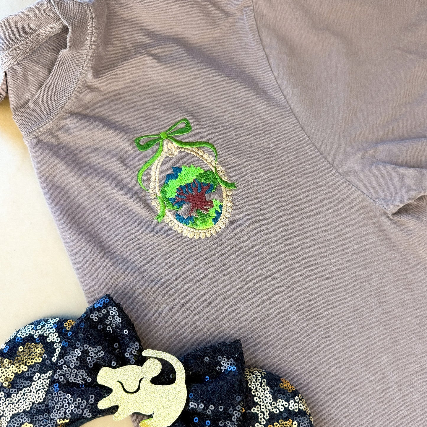 Embroidered Coquette Bow Tree of Life Tee