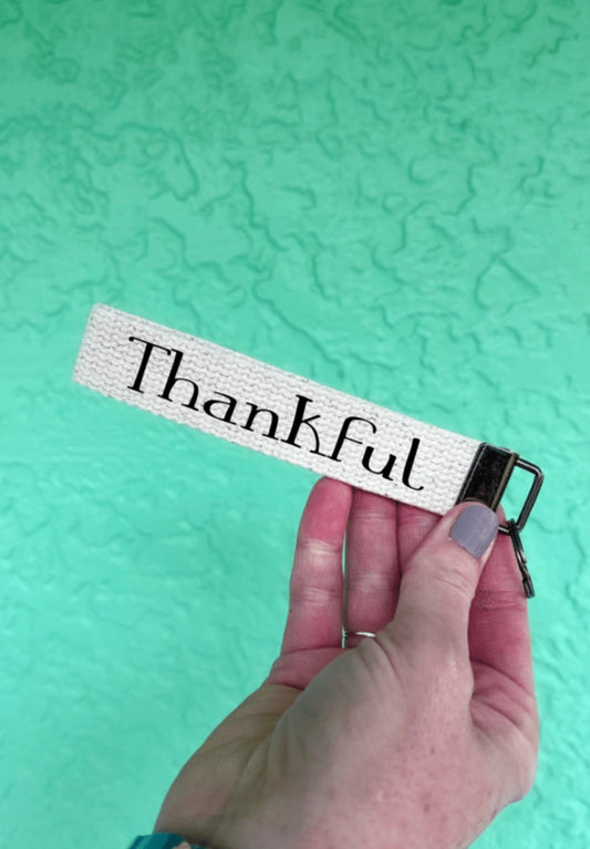 Thankful keychain wristlet