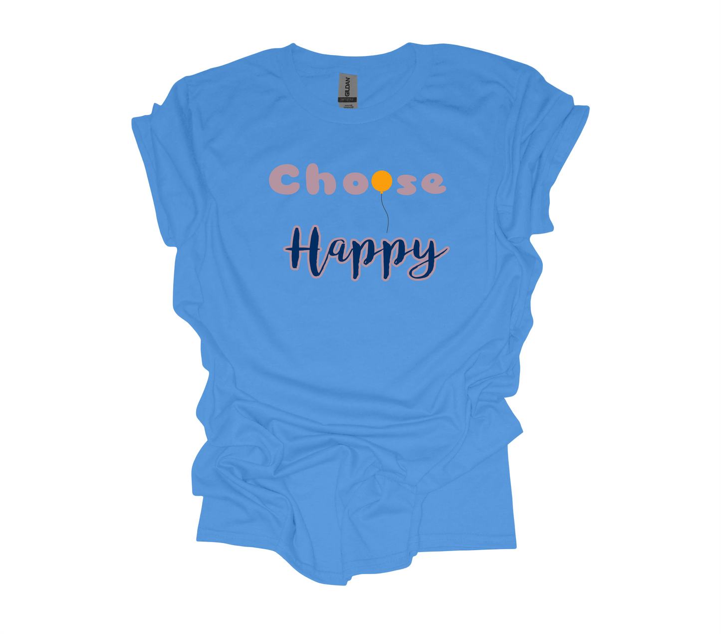 Choose happy short sleeved t-shirt in blue or white