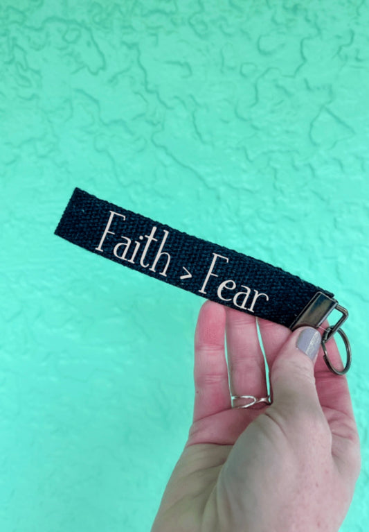 Faith > Fear keychain wristlet