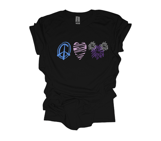 Peace Love Fireworks T-shirt